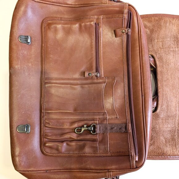 Gorgeous Leather Briefcase Messenger Bag missing strap - Picture 3 of 5